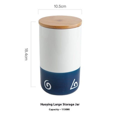 Blue Pattern Ceramic Storage Jar with Wooden Lid – Nordic Airtight Canister