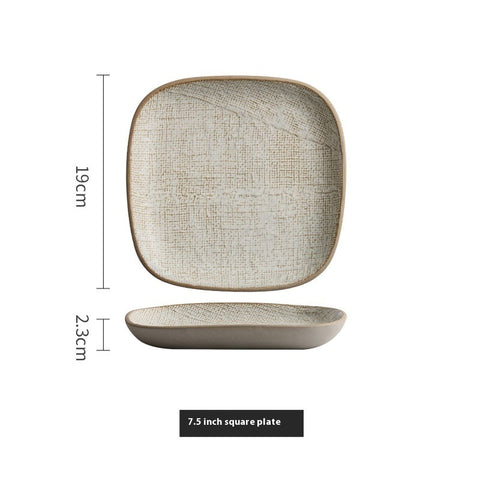 Ceramic Square Shallow Plate – Simple Japanese Style, Mesh Glaze