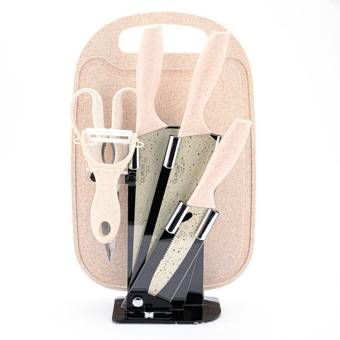 7-Piece Stainless Steel Knife Set โ Modern Kitchen Set with Cutting Board