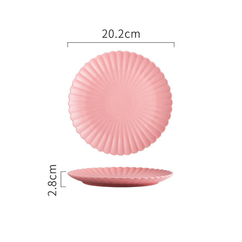 Ripple Textured Porcelain Plate – Simple Round Minimalist Design 10 inch