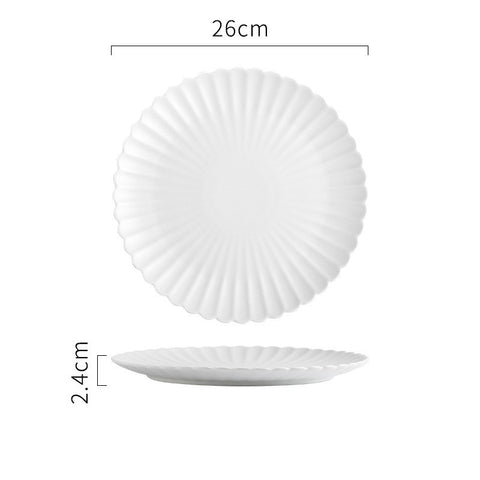 Ripple Textured Porcelain Plate – Simple Round Minimalist Design 10 inch