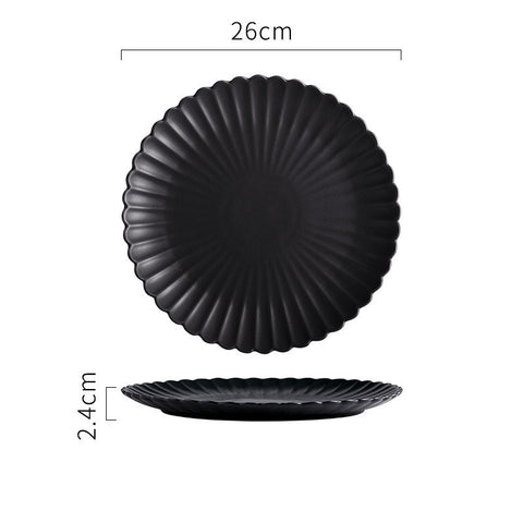 Ripple Textured Porcelain Plate – Simple Round Minimalist Design 10 inch