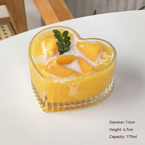 Peach Heart Glass Dessert Bowl – Heat-Resistant & Elegant Serving Design