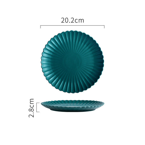 Ripple Textured Porcelain Plate – Simple Round Minimalist Design 10 inch