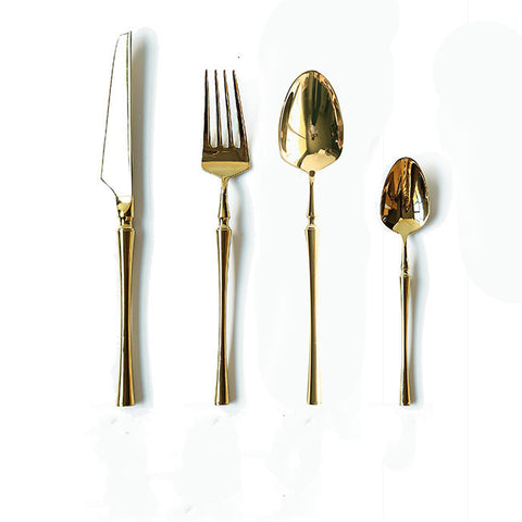 Gold Stainless Steel Cutlery Set โ Modern Flatware for 4/6 People