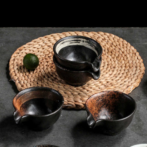 Japanese-Style Rustic Ceramic Sauce Bowl Set – Handmade & Elegant Design