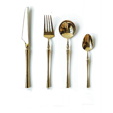Gold Stainless Steel Cutlery Set โ Modern Flatware for 4/6 People