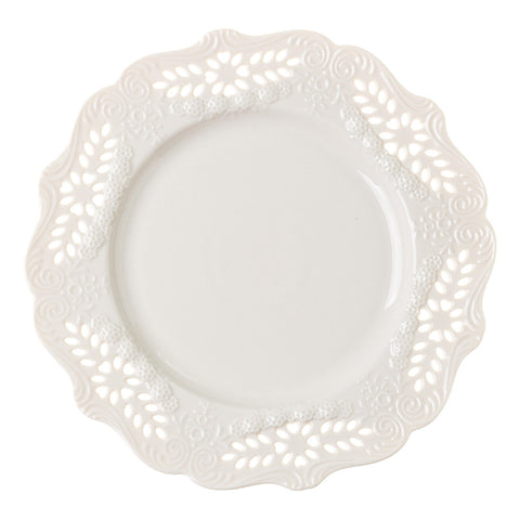 Vintage Embossed Porcelain Cake & Dessert Plate – Elegant Lace Ceramic Tableware