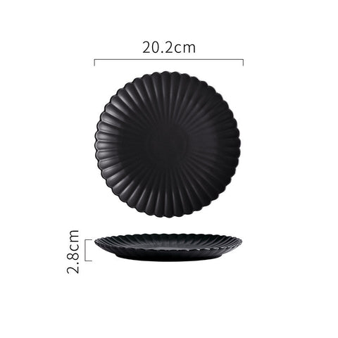 Ripple Textured Porcelain Plate – Simple Round Minimalist Design 10 inch