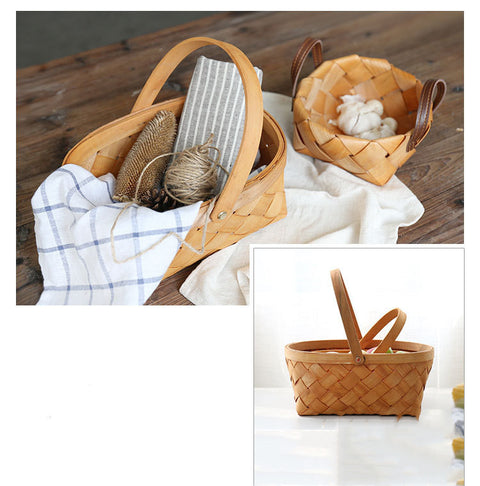 Wudy Harvest Basket — Large Woven Wood-Chip Apple Picking Basket