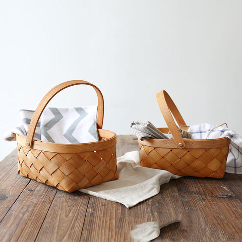 Wudy Harvest Basket — Large Woven Wood-Chip Apple Picking Basket