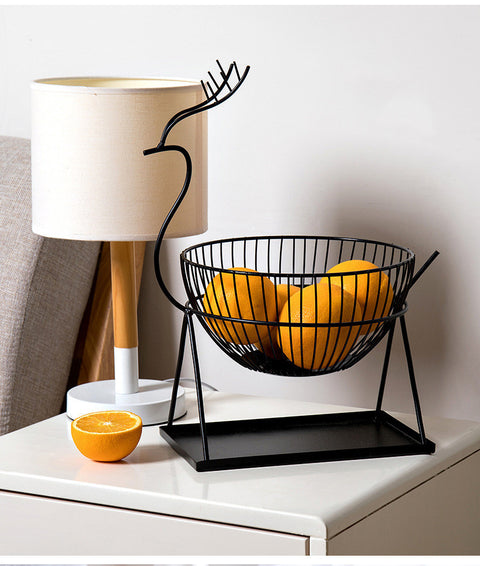 Deer Antler Metal Fruit Basket – Modern Decorative Table Centerpiece