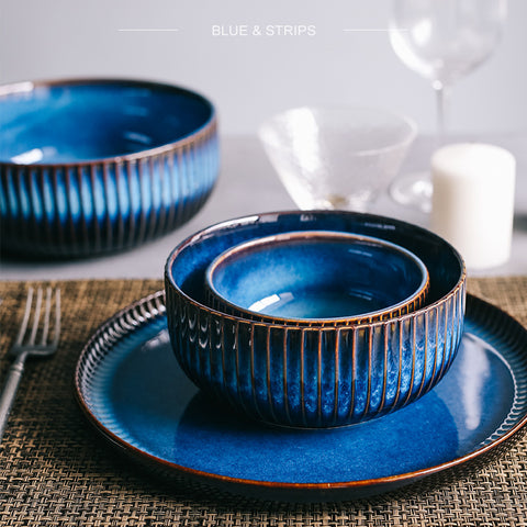 Wudy Porcelain Blue Striped Bowl