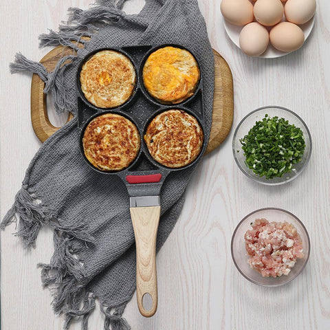 Aluminum Alloy Four-Hole Omelette/Burger Pan – Non-Stick Breakfast Frying Pan