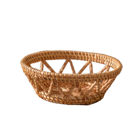 Autumn Rattan Woven Desktop Coffee Table Bread Baked Round Dessert Modern Characteristic Storage Basket