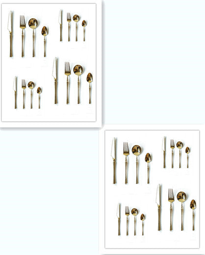 Gold Stainless Steel Cutlery Set โ Modern Flatware for 4/6 People
