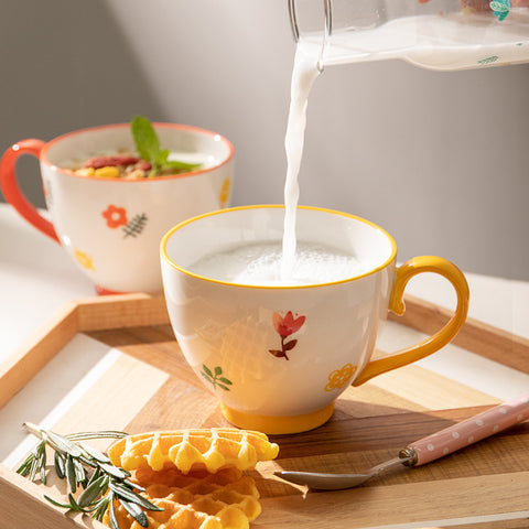 Colorful Floral Porcelain Mug – Microwave & Oven Safe, 300ml