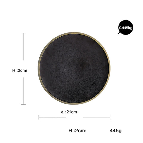 Black Crystal Ceramic Dinner Plate – Modern Round Dessert & Flat Plate