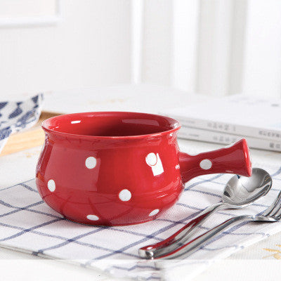Cute Polka Dot Dessert & Soup Bowl Set – Retro Colorful Ceramic Tableware