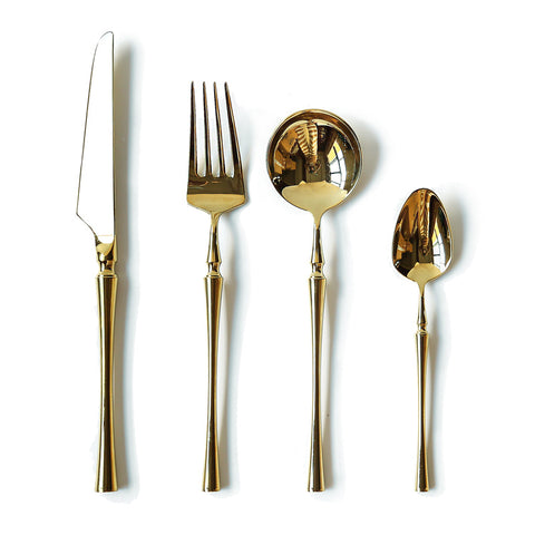 Gold Stainless Steel Cutlery Set – Modern Flatware for 4/6 People