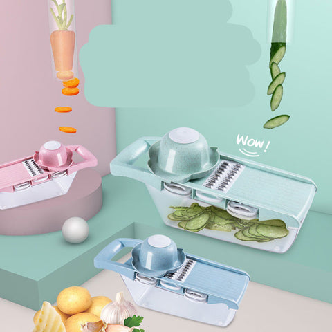 5-in-1 Multi Blade Vegetable Slicer – Non-Slip Mandoline Cutter with Storage Box