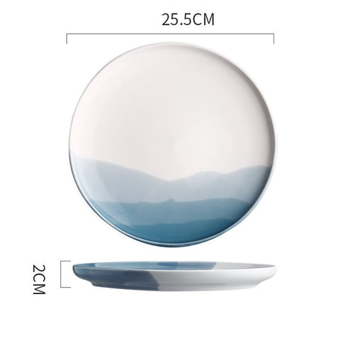 Nordic Fine Porcelain Dinnerware – Blue Gradient Bowls & Plates