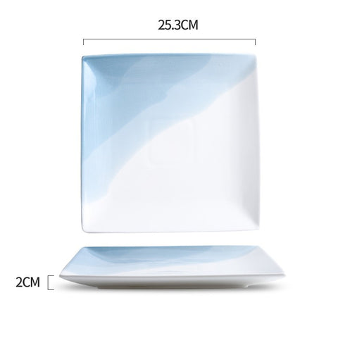 Nordic Fine Porcelain Dinnerware – Blue Gradient Bowls & Plates
