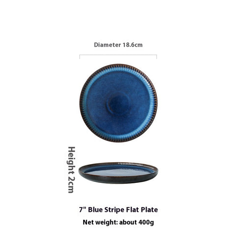 Porcelain Blue Stripe Plate – Round Dinnerware in 3 Sizes