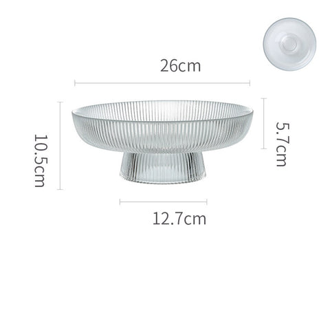 Premium Ribbed Glass Fruit Tray – Elevated Clear Serving Bowl for Snacks & Desserts