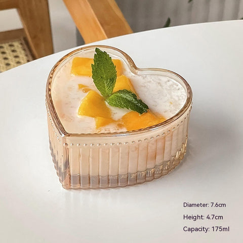 Peach Heart Glass Dessert Bowl – Heat-Resistant & Elegant Serving Design