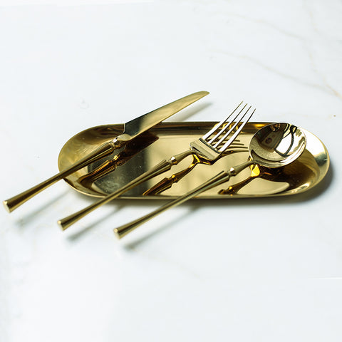 Gold Stainless Steel Cutlery Set โ Modern Flatware for 4/6 People