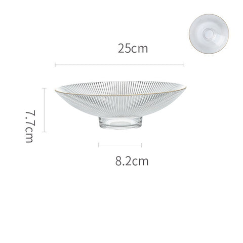 Premium Ribbed Glass Fruit Tray – Elevated Clear Serving Bowl for Snacks & Desserts