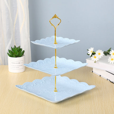 Modern Pastel 3-Tier Plastic Dessert Stand – Lightweight Fruit and Cake Tray