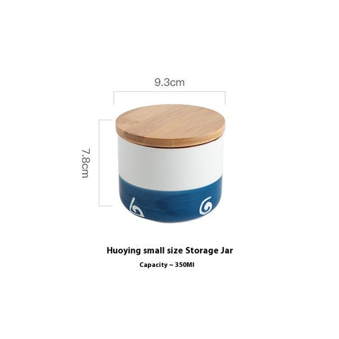 Blue Pattern Ceramic Storage Jar with Wooden Lid – Nordic Airtight Canister