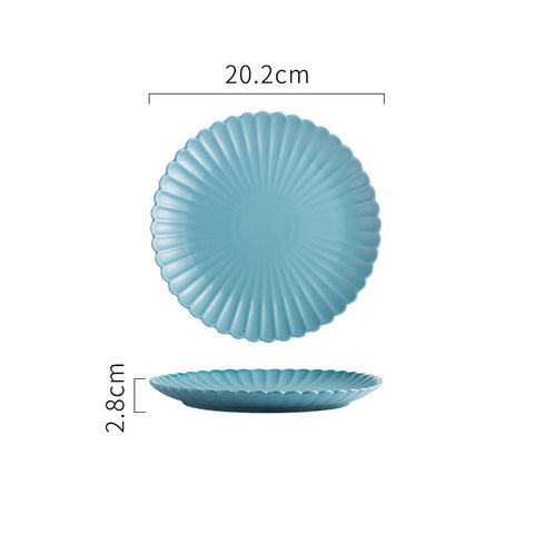 Ripple Textured Porcelain Plate – Simple Round Minimalist Design 10 inch