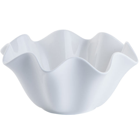Creative Pure White Ceramic Bowl – Irregular Wave Design for Elegant Serving