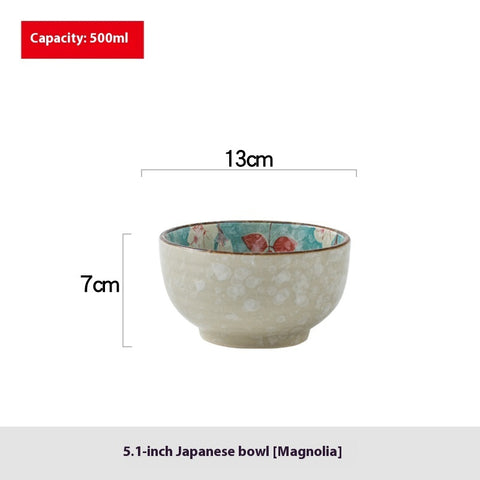 Handmade Ceramic Breakfast & Noodle Bowl – Floral Design 500 ml