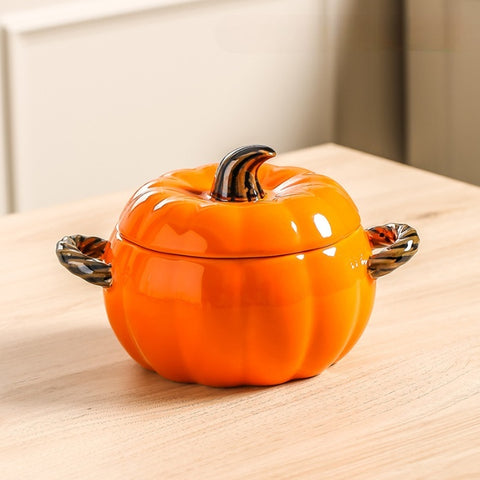 Pumpkin Ceramic Soup Bowl with Lid