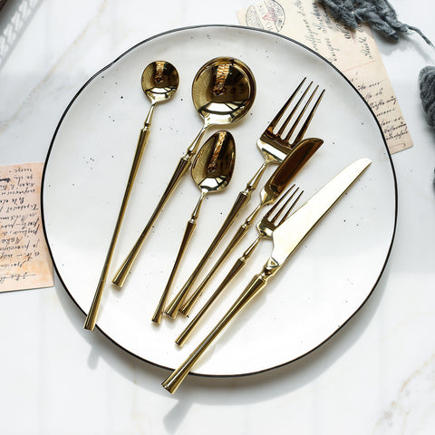 Gold Stainless Steel Cutlery Set – Modern Flatware for 4/6 People