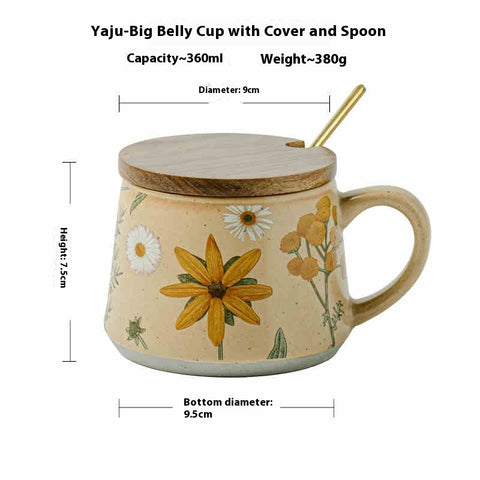 Wudy Handmade Floral Ceramic Mug – 360ml