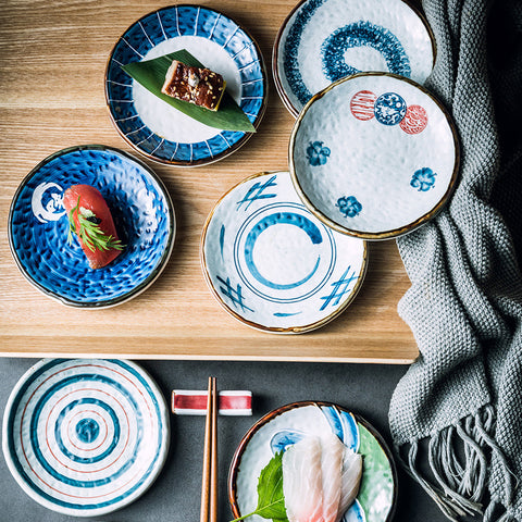 Japanese Style Hand-Painted Ceramic Sushi & Dessert Plate – Artisan Tableware Collection