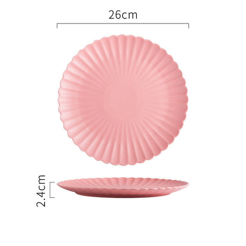 Ripple Textured Porcelain Plate – Simple Round Minimalist Design 10 inch