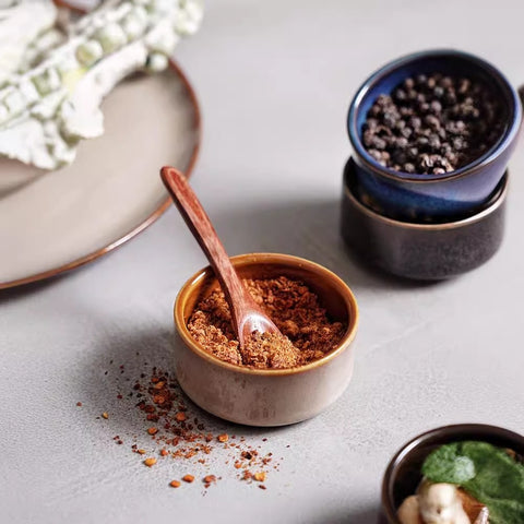 Japanese Underglaze Ceramic Seasoning Bowl – Handmade Mini Dipping Set