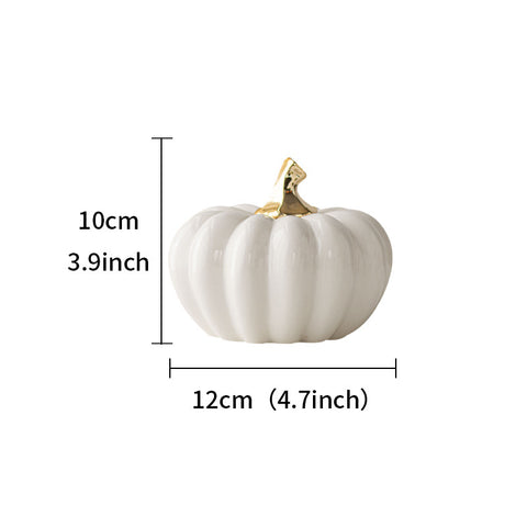 White & Orange Porcelain Pumpkin Decor Set | Modern Minimal