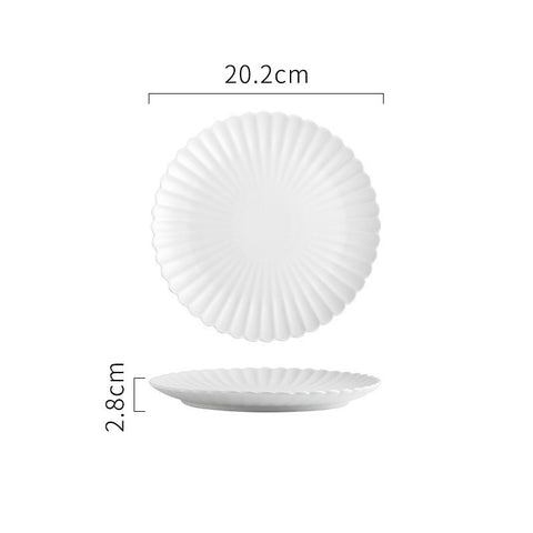 Ripple Textured Porcelain Plate – Simple Round Minimalist Design 10 inch