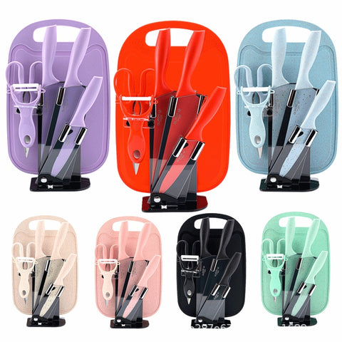 7-Piece Stainless Steel Knife Set – Modern Kitchen Set with Cutting Board
