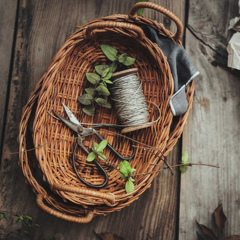Handmade Rattan Basket – Natural Woven Bread & Storage Tray