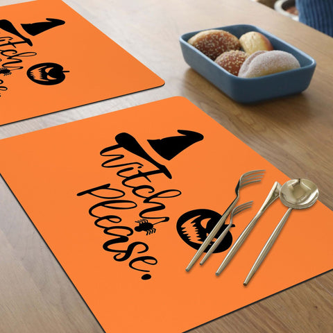 Halloween Witch & Pumpkin Printed Kitchen Mat