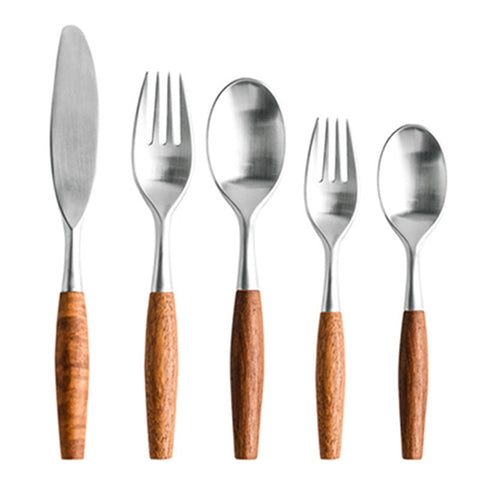 Stainless Steel Cutlery Set with Wooden Handle