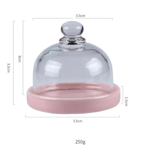 Pink Base Glass Dome – Mini Dessert & Macaron Display Cover